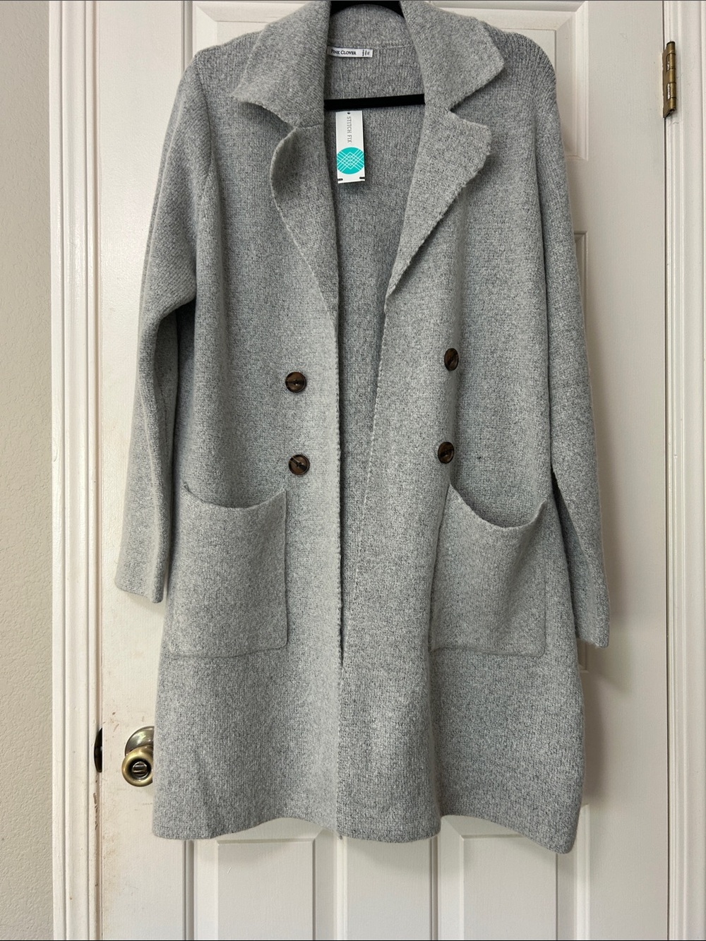 New Pink Clover Haley Coatigan Gray Heather with Pockets Size Xl